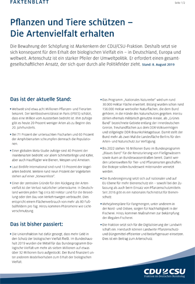Faktenblatt | Artenvielfalt Faktenblatt | Artenvielfalt