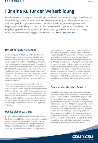 Faktenblatt | Weiterbildung Faktenblatt | Weiterbildung
