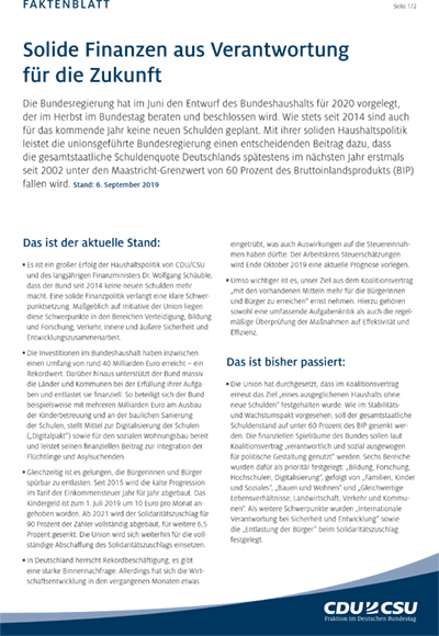 Solide Finanzen aus Verantwortung für die Zukunft Solide Finanzen aus Verantwortung für die Zukunft