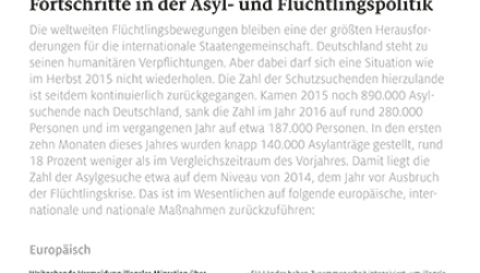 Faktenblatt Flüchtlingspolitik - Fortschritte in der Asyl- und Flüchtlingspolitik Faktenblatt Flüchtlingspolitik - Fortschritte in der Asyl- und Flüchtlingspolitik
