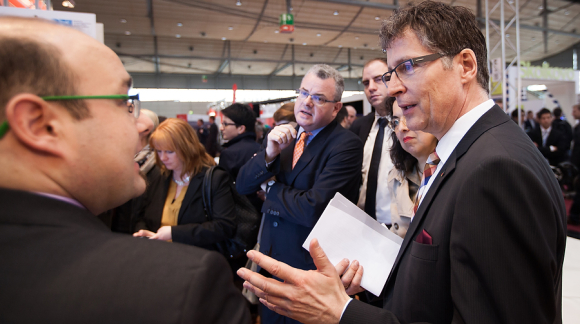 Christina Schwarzer, Andreas Nick, Maik Beermann und Jens Koeppen (v.l.n.r.) Arbeitsgruppe Digitale Agenda besucht die Cebit in Hannover