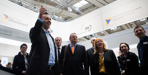 Thomas Jarzombek, Maik Beermann, Christina Schwarzer (v.l.n.r.) Arbeitsgruppe Digitale Agenda besucht die Cebit in Hannover