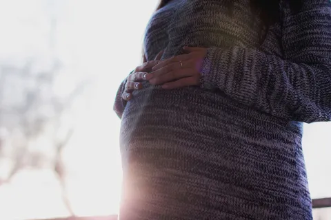 Familie Schwangerschaft - Frau hält ihren schwangeren Bauch