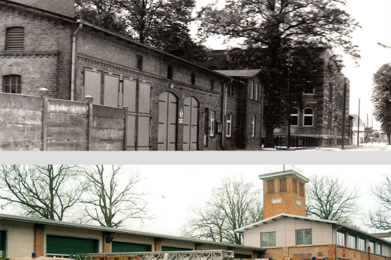Feuerwehr Lübtheen mit Rettungswache und Gerätehaus 1978 und 2002