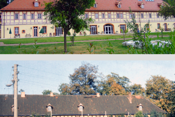 Marstall beim Schloss Lübbenau, 1987 und 2014