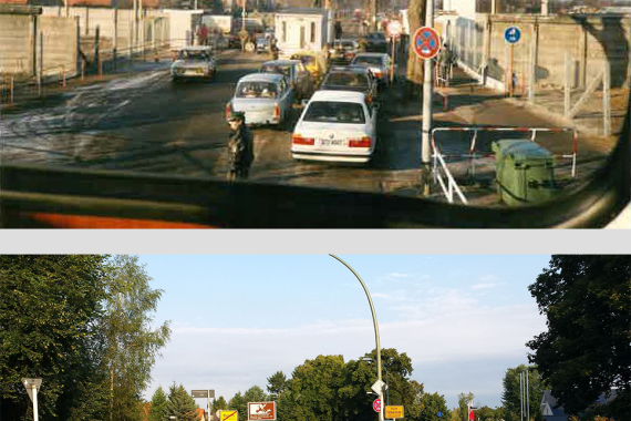 Falkenseer Chaussee in Berlin, 1989 und 2014