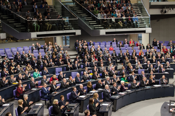 CDU/CSU-Bundestagsfraktion während der Regierungserklärung der Bundeskanzlerin