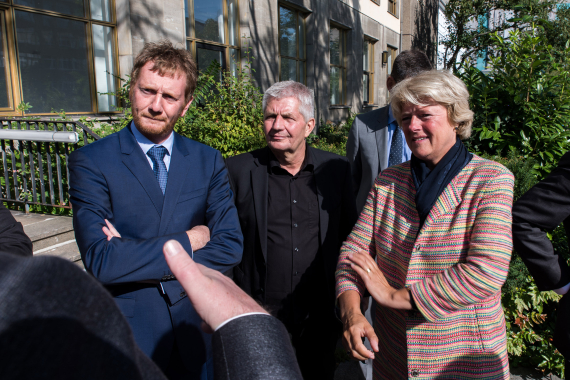 Michael Kretschmer, Roland Jahn und Monika Grütters (v.l.)