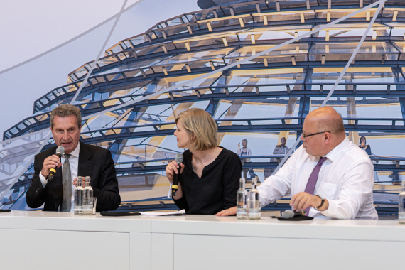 Günther Oettinger | EU-Kommissar für Haushalt und Personal, Peter Altmaier MdB | Bundesminister für Wirtschaft und Energie und Moderatorin Dr. Janka Oertel | German Marshall Fund