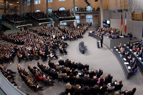 Plenarsaal während der gemeinsamen Debatte von Assemblée Nationale und Deutschem Bundestag am 22.01.2013 (Foto: Tobias Koch)