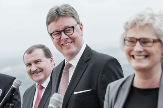 Die parlamentarischen Geschäftsführer bei ihrem Pressestatement (Foto: Marc-Steffen Unger)
