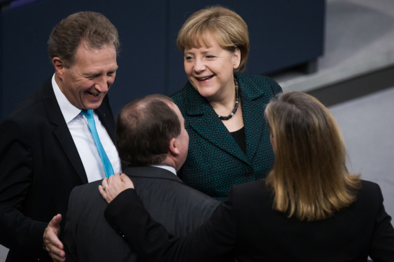 Norbert Barthle, Max Straubinger, Angela Merkel und Sabine Weiss (v.l.n.r.)