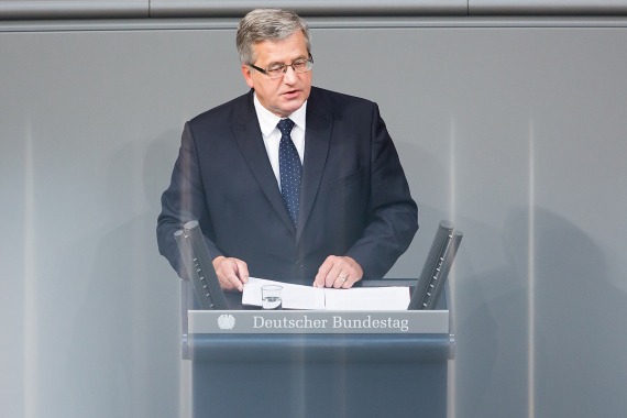 Polnischer Staatspräsident Bronislaw Komorowski während seiner Rede anlässlich der Gedenkveranstaltung "75 Jahre Beginn des 2. Weltkrieges"